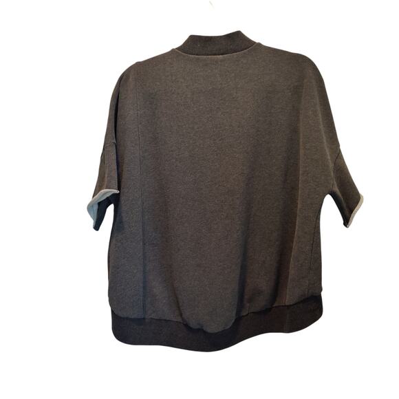Gentle Herd Women's Sz S Grey Short Sleeve Sweatshirt Roll Hem Oversized Lounge - Picture 5 of 8